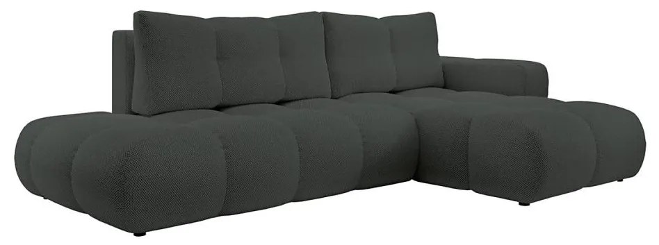 ALMADA kinyitható, kárpitozott L-alakú sarokgarnitúra tárolóhellyel, jobbos kivitel, antracit