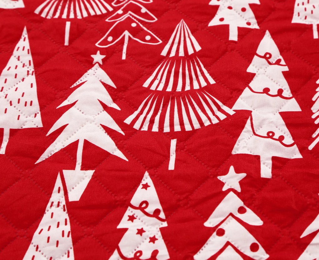 Piros ágytakaró CHRISTMAS TREES Méret: 220 x 240 cm