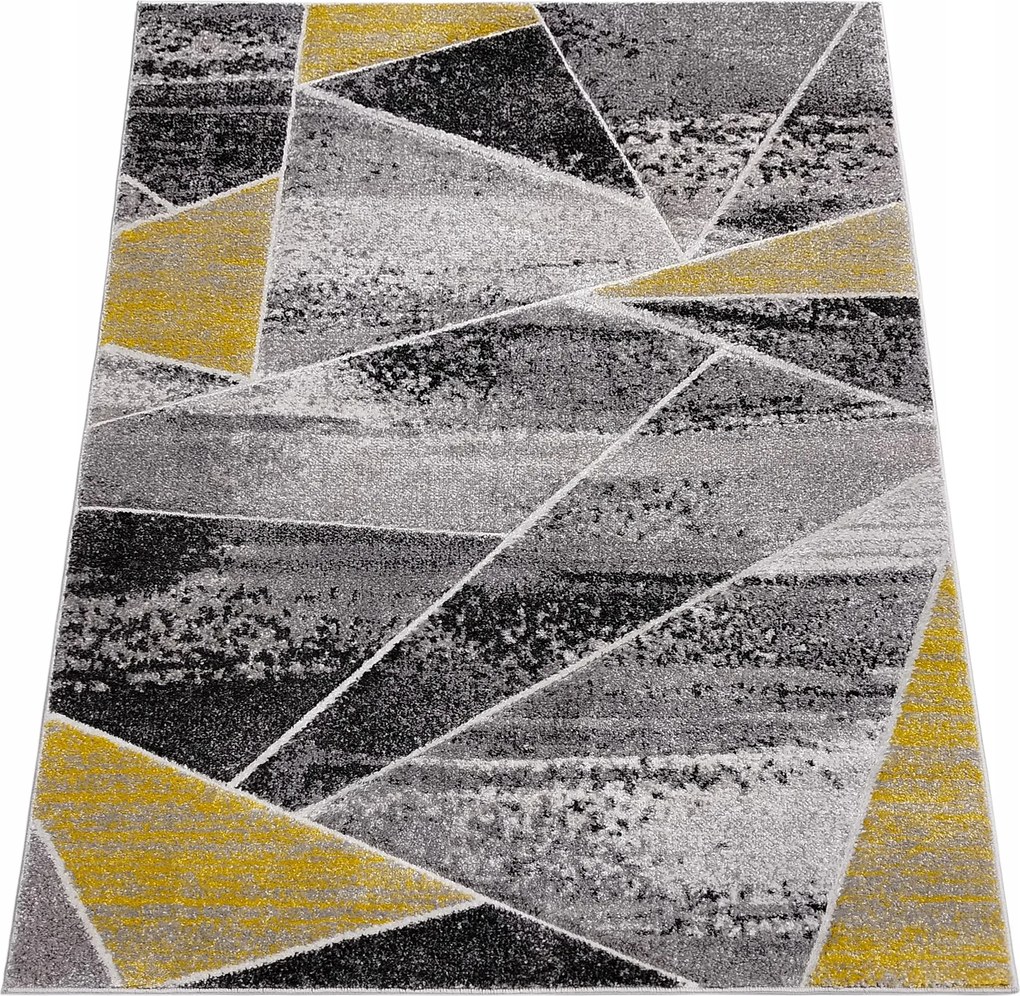 Szőnyeg 120x180 Szürke-sárga Modern Nappali Geometrikus Divatos