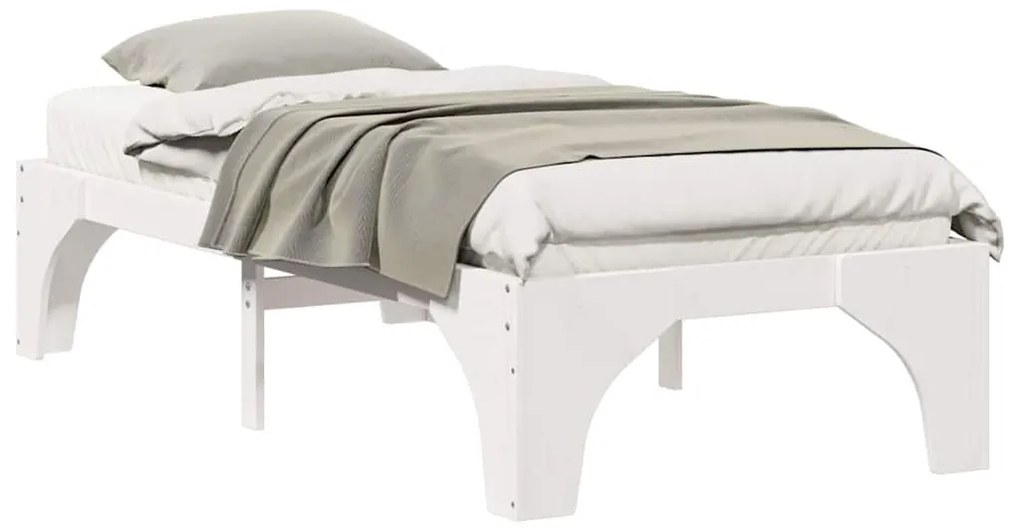 Földi ágykeret tárolóval Fehér 90 x 200 cm Tömör fenyőfa