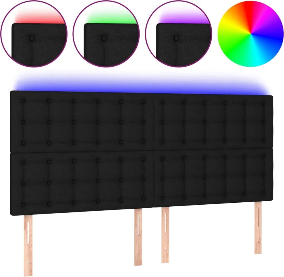 vidaXL fekete szövet LED-es fejtámla 200x5x118/128 cm