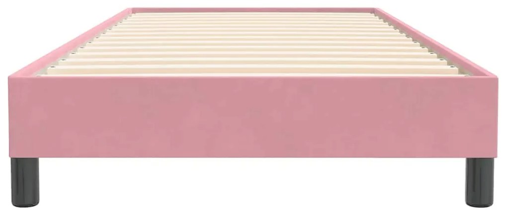 Box Spring ágy matrac nélkül rózsaszín 100x220 cm bársony