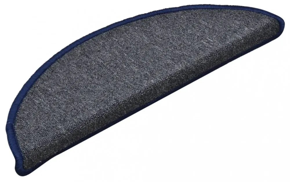 15 db sötétszürke és kék lépcsőszőnyeg 56 x 17 x 3 cm