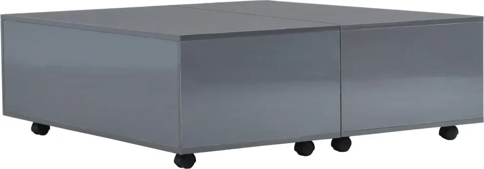 vidaXL magasfényű szürke dohányzóasztal 100 x 100 x 35 cm