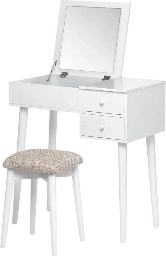 Beauty fehér fésülködőasztal tükörrel, ékszertartóval és 2 fiókkal - Chez Ro