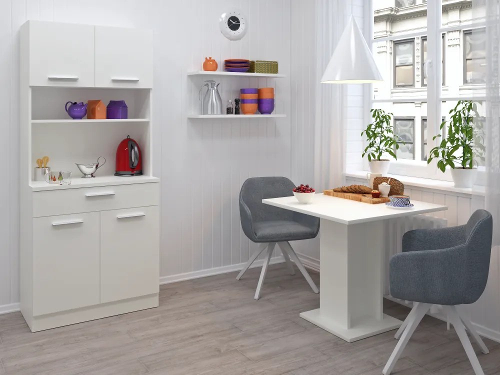 Négyajtós szekrény, fehér, DOMIS NEW