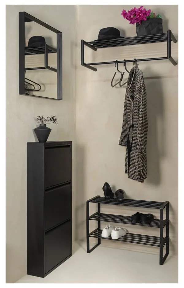 Fekete fém cipőtartó 70x48,5x29 cm Rex – Spinder Design