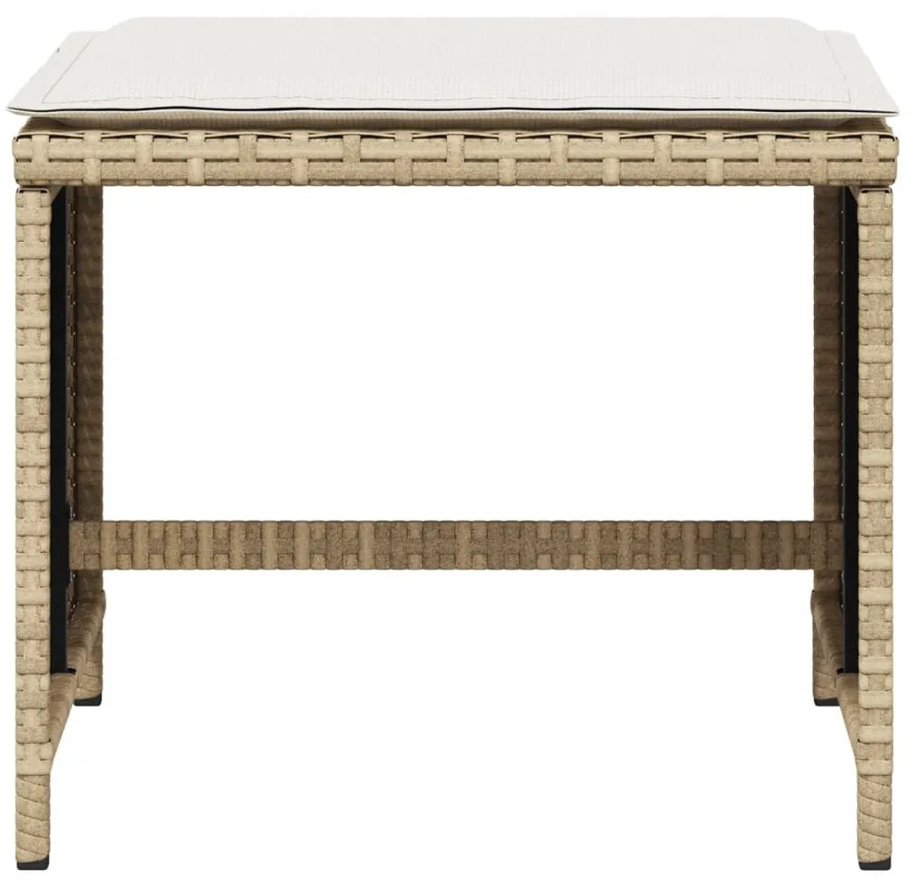 4 db bézs polyrattan kerti szék párnával 41 x 41 x 36 cm