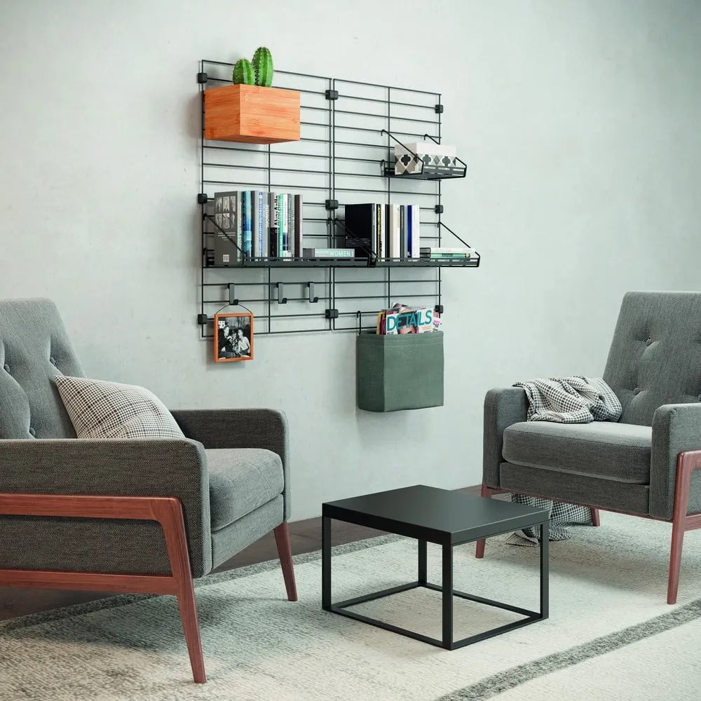 Szürke textil bútorelem - tárolódoboz 24x9 cm Mural – Metaltex