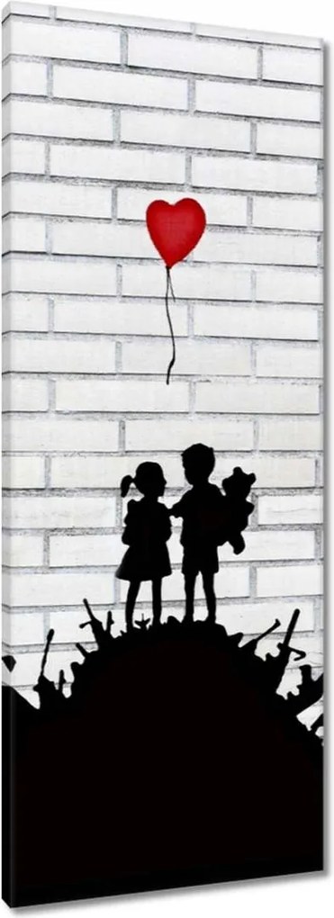 Vászonkép 40x100 Banksy Hegyi fegyver léggömb