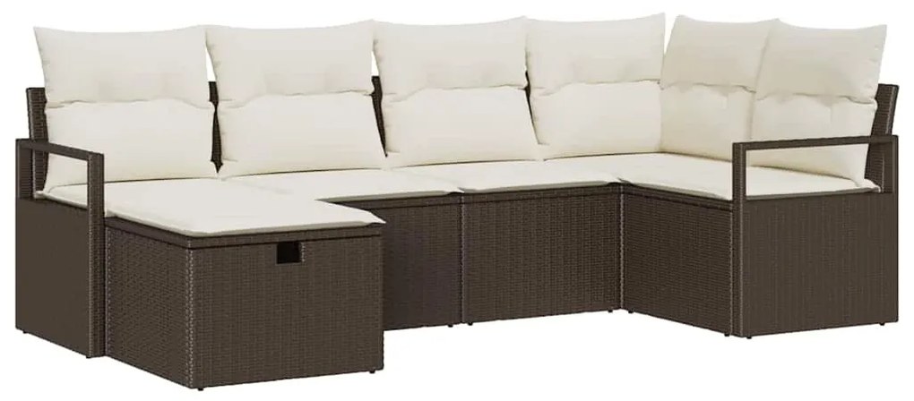 Kerti Kanapé Szett 6 pcs Barna és krémszínű 232 x 122 x 85 cm