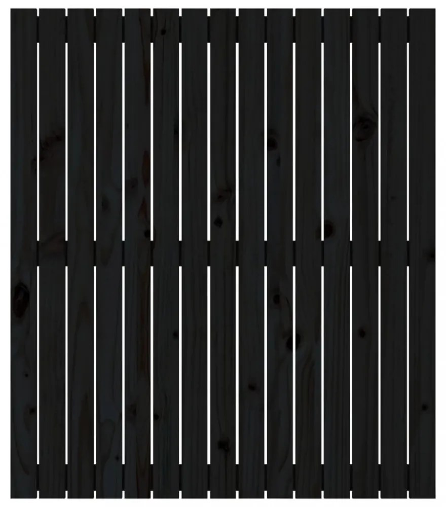 fekete tömör fenyőfa fali fejtámla 95,5x3x110 cm