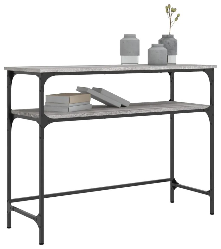 szürke sonoma színű szerelt fa konzolasztal 100x35,5x75 cm