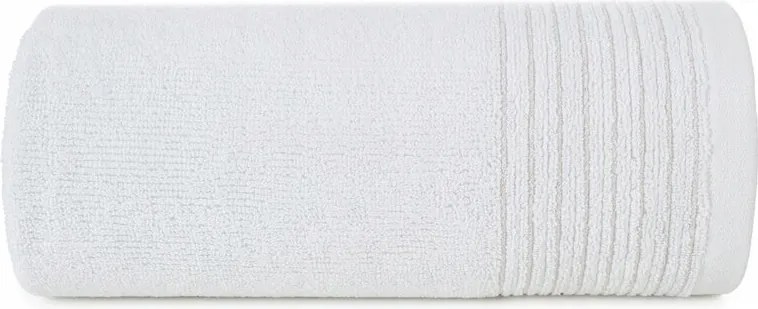 Lari törölköző 50x90 fehér, fényes cérnával átszőtt dekoratív bordűrrel