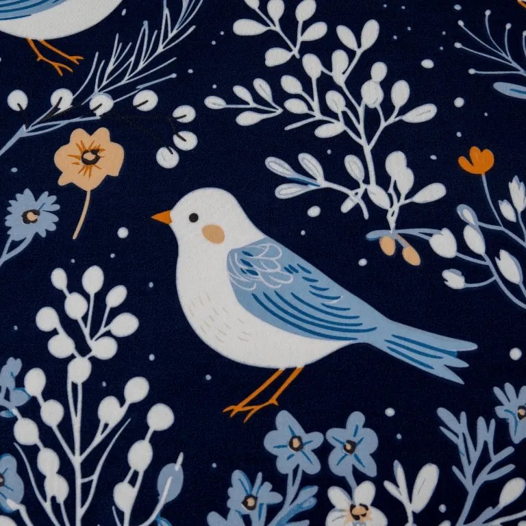 Mikroszálas lepedő DENIM BIRDS kék 180x200 cm