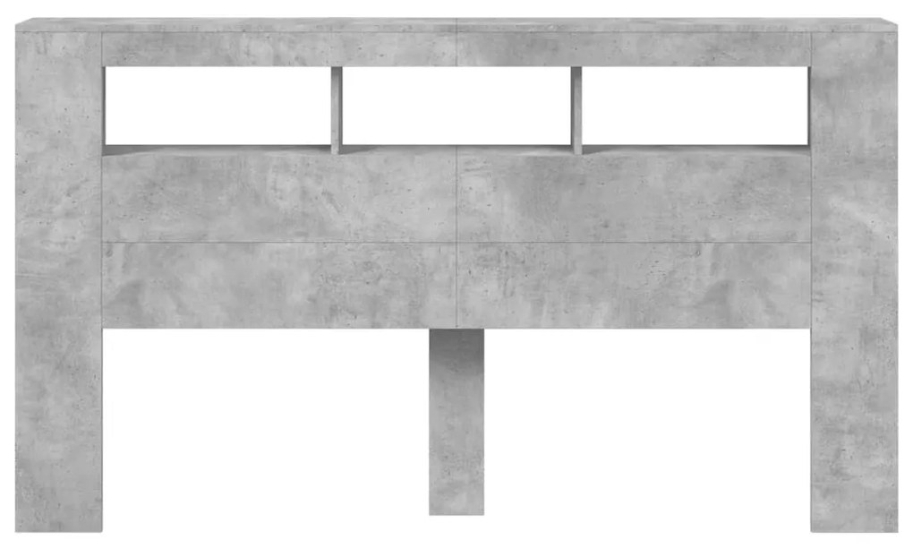 betonszürke szerelt fa LED-es fejtámla 180x18,5x103,5 cm