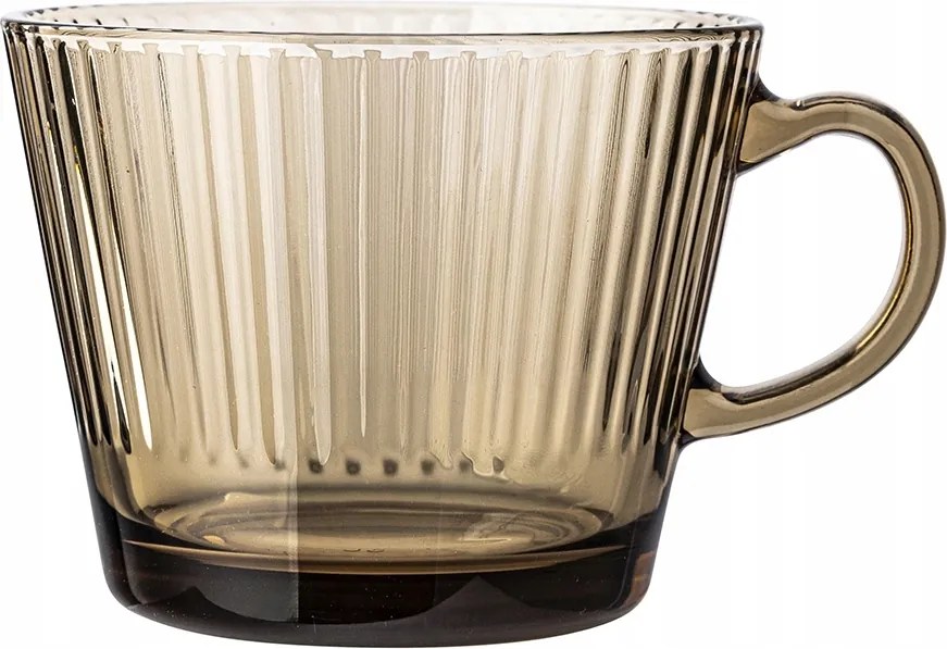 Üveg bögre bordázott borostyán 410ml 1db