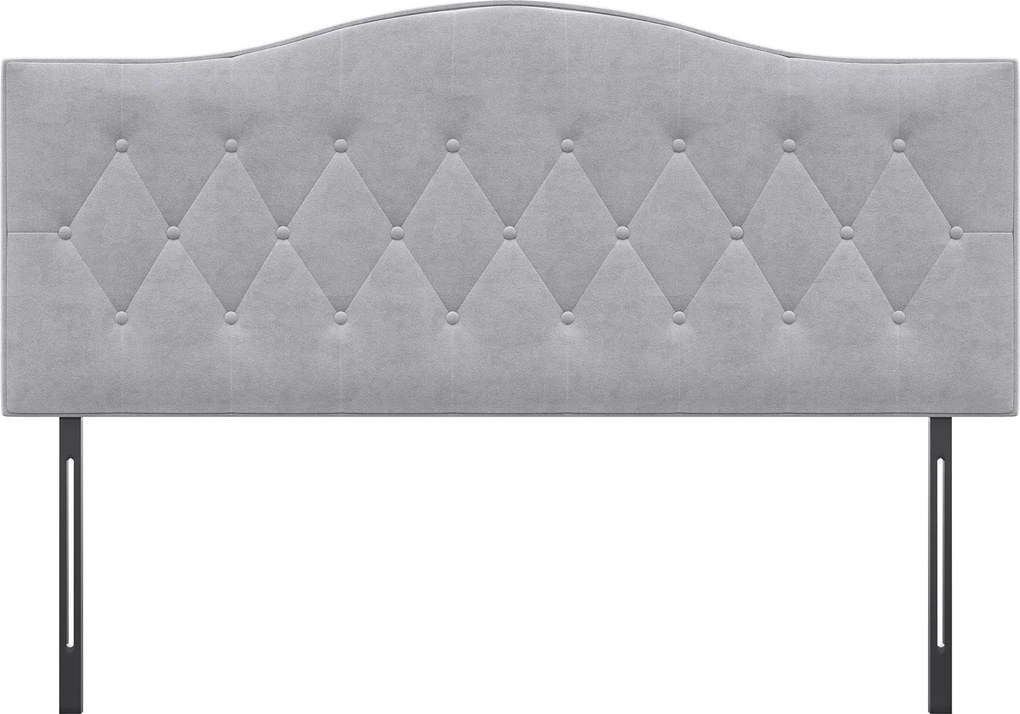 HOMCOM Ágytámla Kárpitozott Szürke Poppely Velúr Szövetből 185 x 8 x 134 cm | Aosom