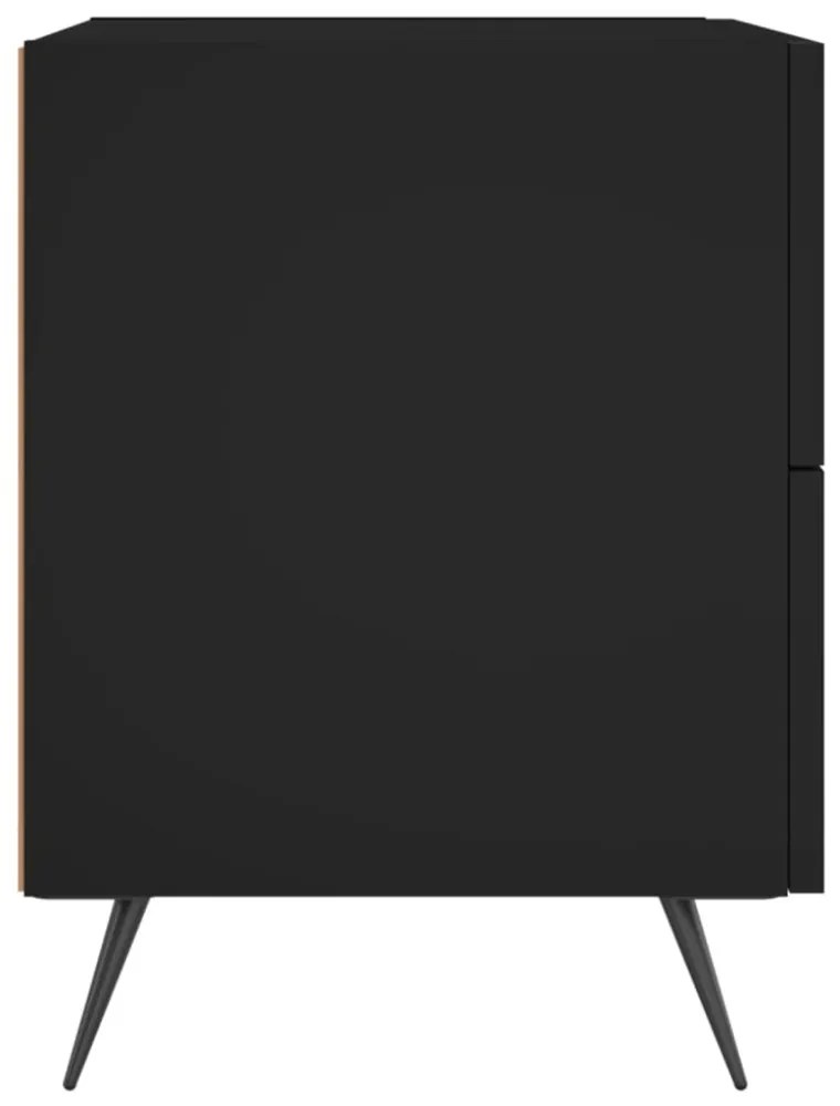 2 db fekete szerelt fa és vas éjjeliszekrény 40 x 35 x 47,5 cm