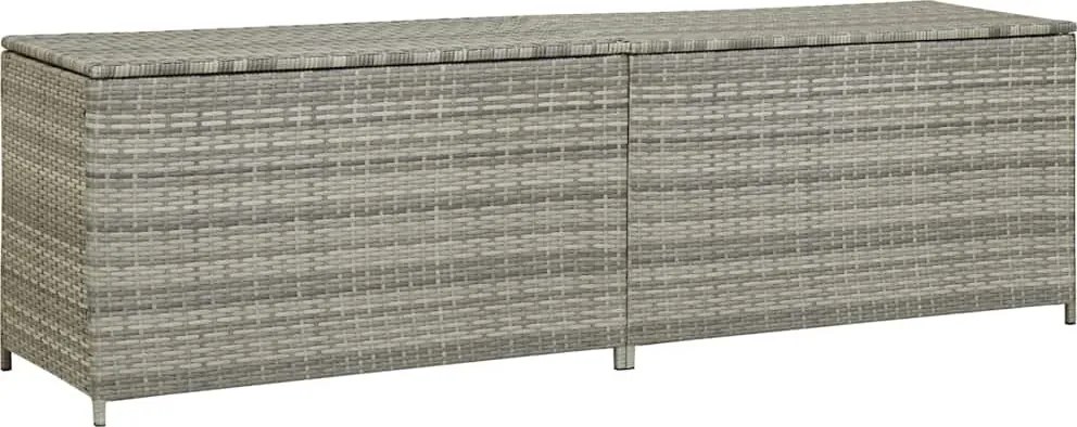 Szürke Polyrattan Kerti Tárolóláda 200 X 50 X 60 Cm