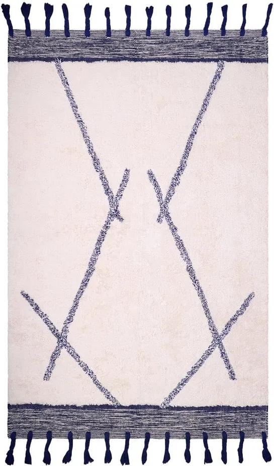 Shaanti fehér-szürke kézzel készített pamutszőnyeg, 110 x 170 cm - Nattiot