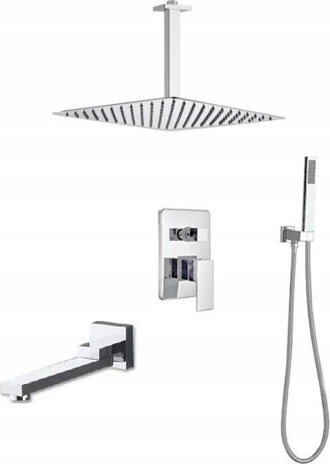 Falsík Alatti Zuhanyszett Csavaros Kifolyócső Króm Esőztető 25 cm