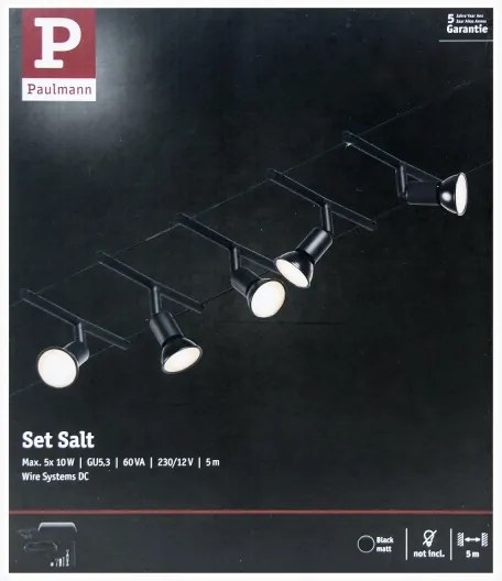 Paulmann 94446 - 5x GU5,3/10W SALT spotlámpa, 230V, fekete