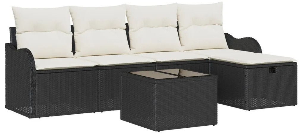 Kerti Kanapé Szett 6 pcs Fekete és krémszínű 231 x 117 x 85 cm