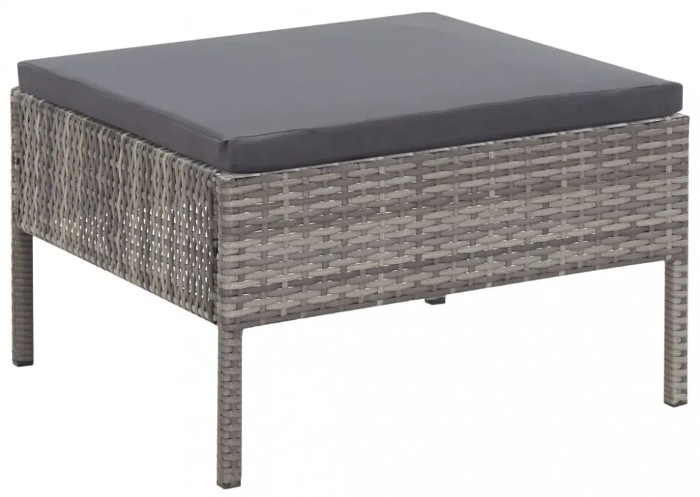 vidaXL 3-részes szürke polyrattan kerti ülőgarnitúra párnákkal