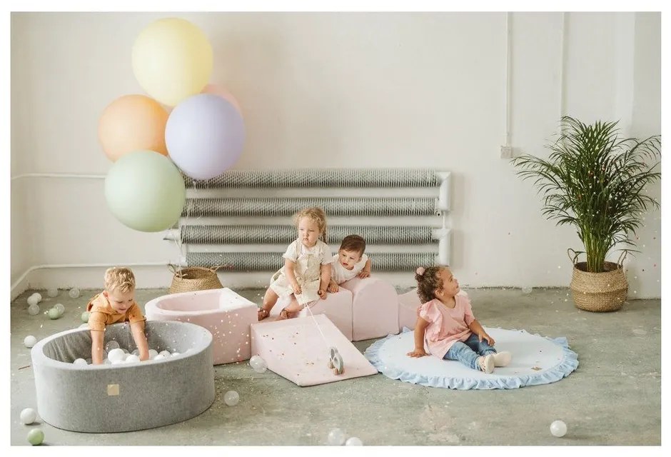 Krémszínű bársony habszivacs játszótér 3 db-os magasság 30 cm 225x90 cm Montessori – Meowbaby