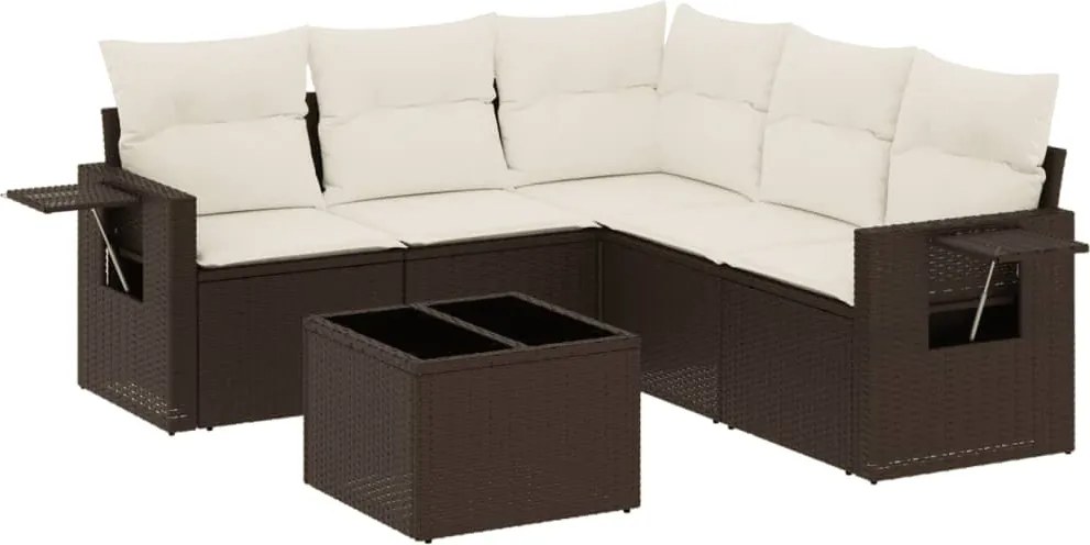 vidaXL 6 részes barna polyrattan kerti ülőgarnitúra párnával