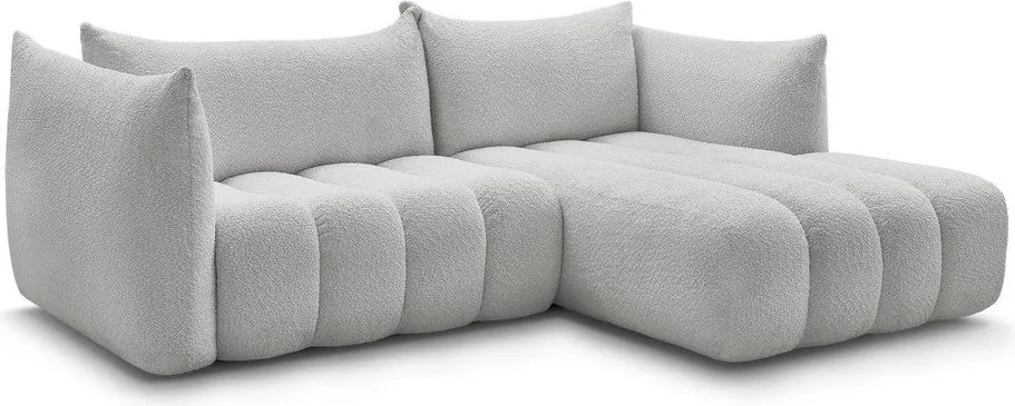 Világosszürke buklé sarokkanapé (jobb oldali-heverő résszel) Azra – Bobochic Paris