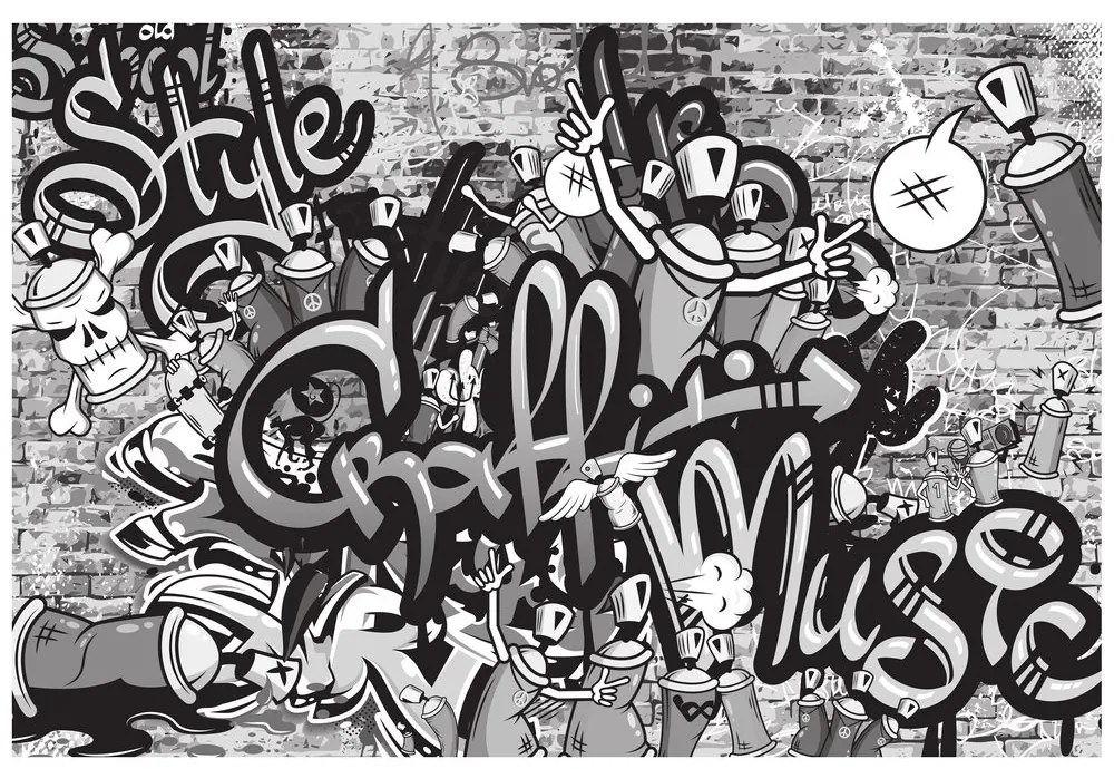 Öntapadó tapéta szürke street art graffiti
