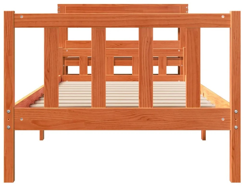 viaszbarna tömör fenyőfa ágykeret fejtámlával 90 x 190 cm