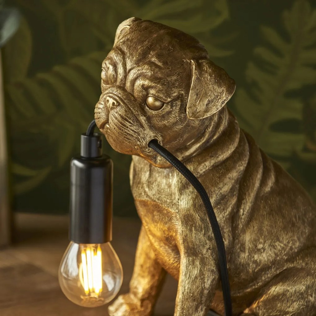 Endon modern asztali lámpa pug puppy matt fekete arany end107324