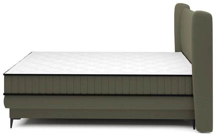 Kontinentális franciaágy 140 cm Dalmo 140 (ágyráccsal) (tárolóhellyel) (zöld + fekete). 1099665