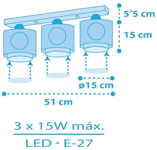 Dalber 60653 - Gyerek mennyezeti lámpa KALÓZ ISLAND 3xE27/15W/230V