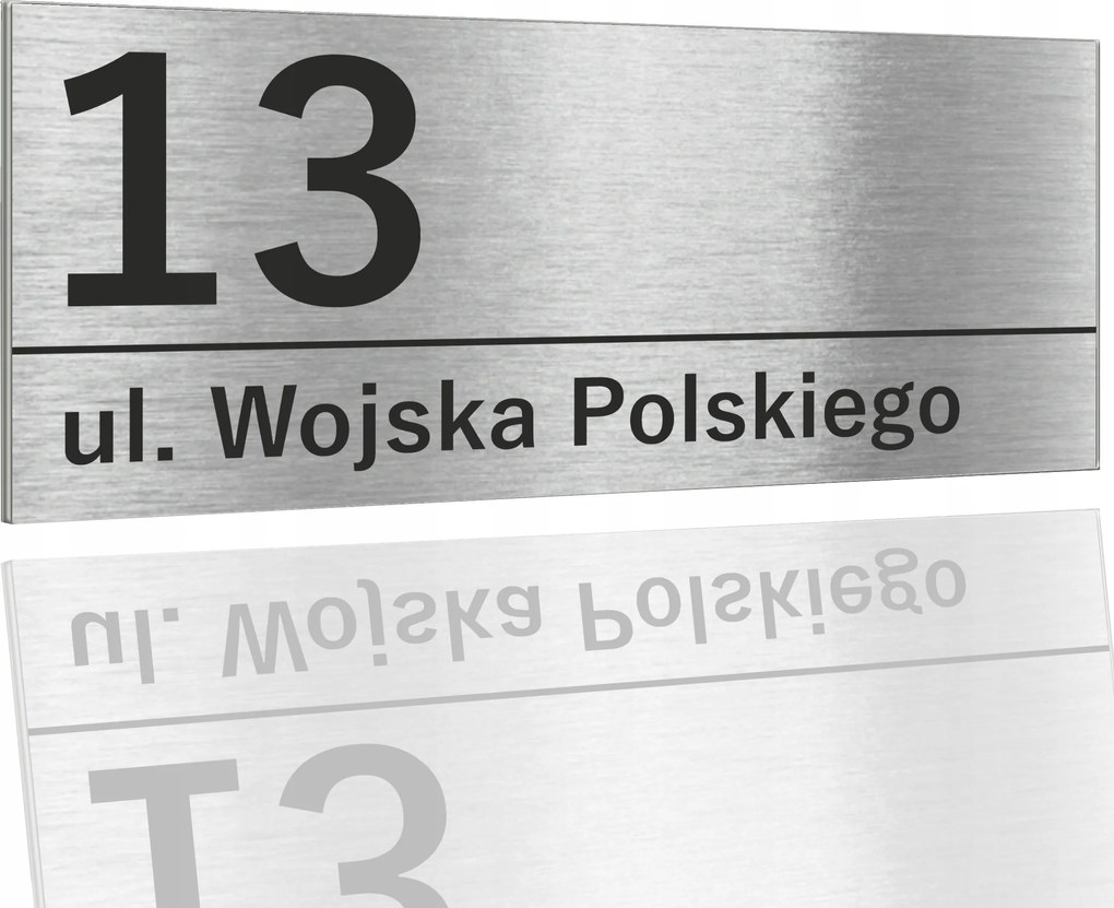 Házszám Tábla Ezüst Rozsdamentes 45x20 utca Házszám