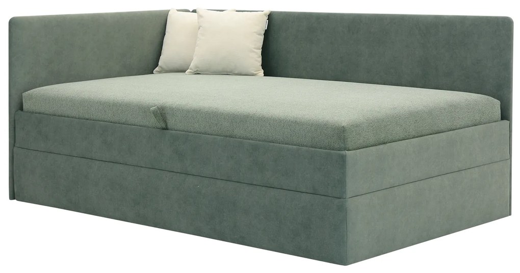Egyszemélyes ágy 110 cm Optoman (zöld) (ágyráccsal és matraccal) (tárolóhellyel). 1098579