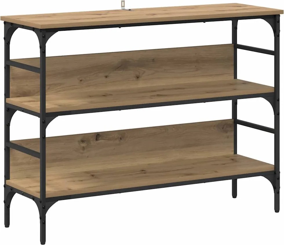 vidaXL Konzolasztal polcokkal kézműves tölgy 100 x 32 x 75 cm Faanyag