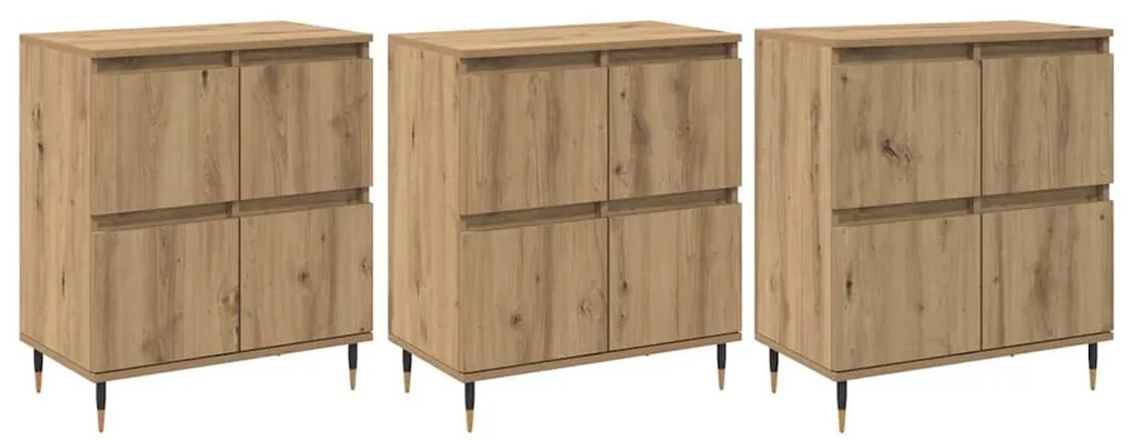 Oldalszekrények 3 pcs kézműves tölgy 180 x 35 x 70 cm Faanyag