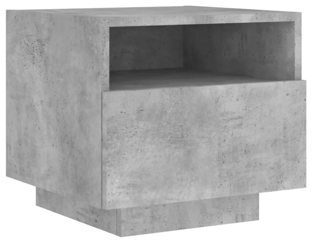 2 db betonszürke éjjeliszekrény LED-világítással 40x39x37 cm