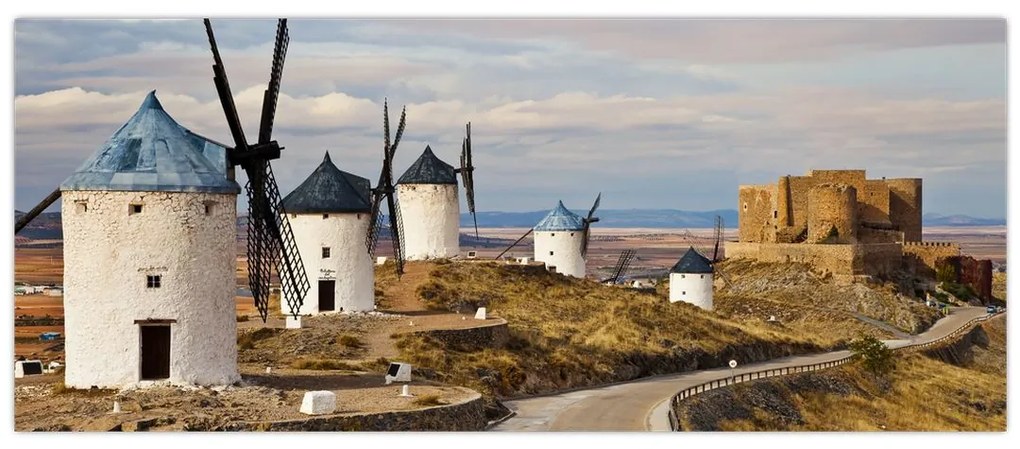 Kép - Consuegra szélmalmai, Spanyolország (120x50 cm)