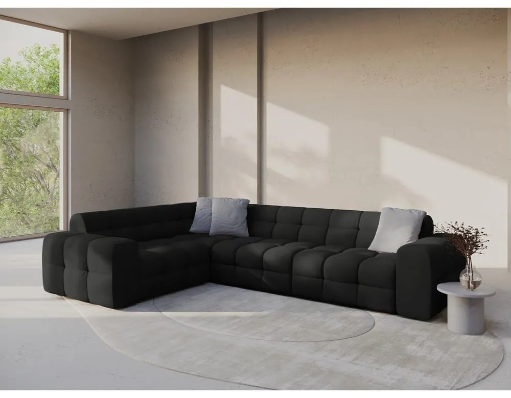 Fekete sarokkanapé (bal oldali-L alakú) Kendal – Micadoni