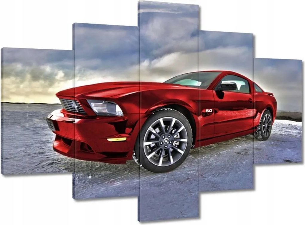 Vászonkép 150x105 Piros Mustang Hó
