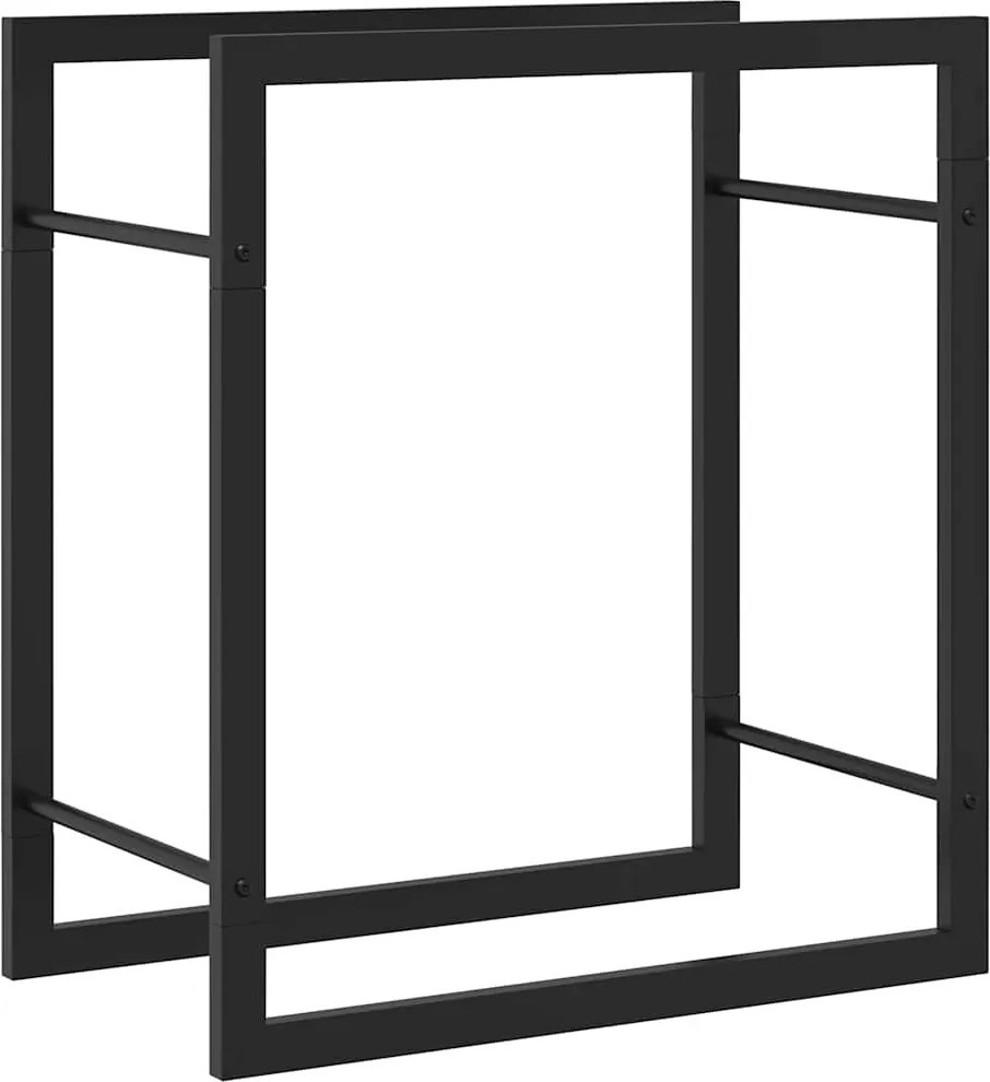 vidaXL fekete acél tűzifatároló állvány 50 x 28 x 56 cm