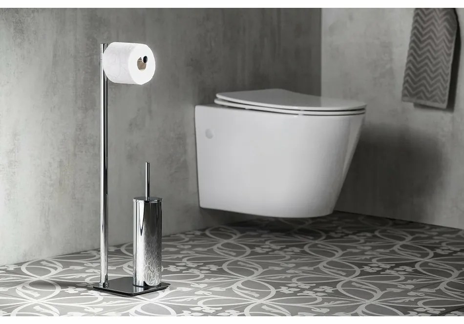 GEDY 1132 Artu állvány WC-papír tartóval ésWC-kefével, szögletes, sárgaréz