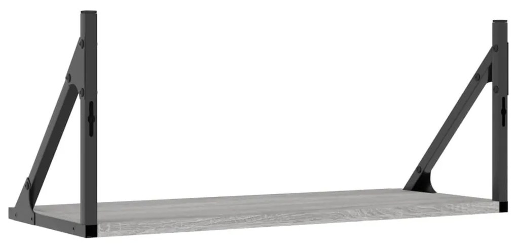 2 db szürke sonoma színű szerelt fa fali polc 60 x 25 x 25,5 cm
