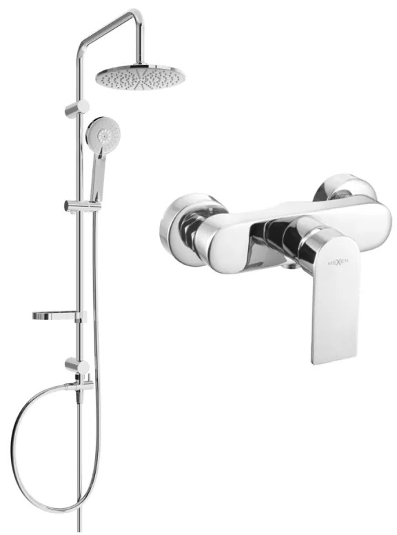 Mexen Carl zuhanygarnitúra esőzuhannyal és Royo zuhanycsappal, króm, 72240240-00