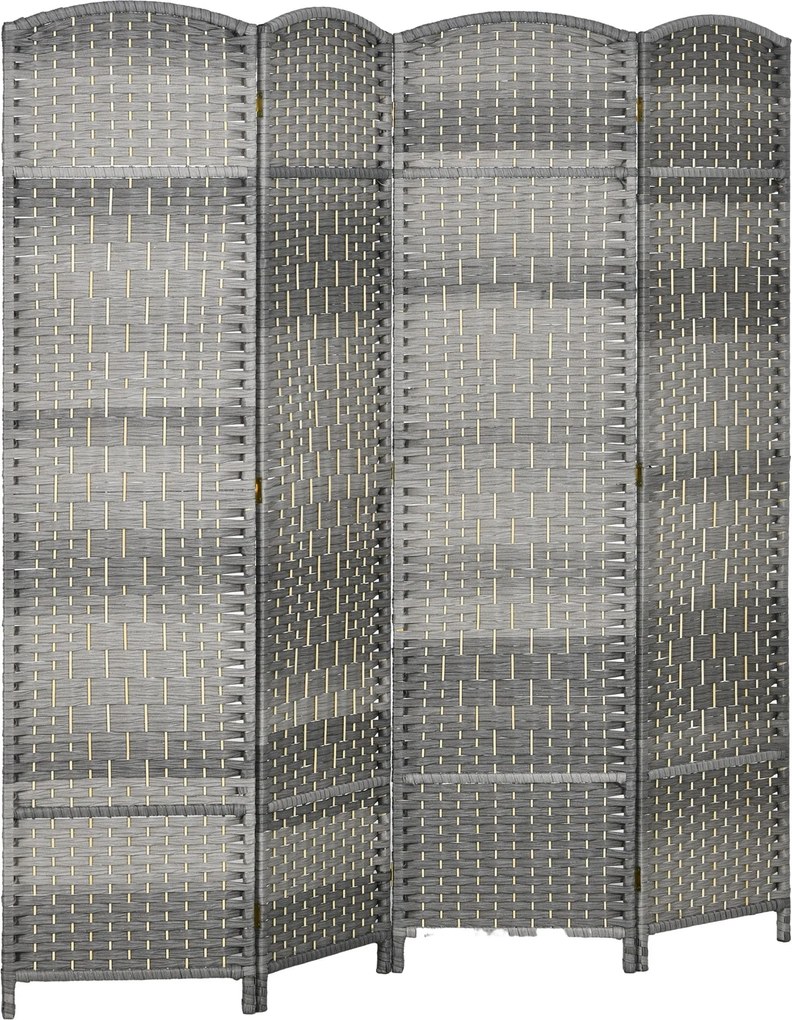 HOMCOM 4-Panel Hajtható Képernyő 180x180 cm Szobaelválasztó Privacy Screen Polipropilén Irodához Hálószobába Szürke Mix | Aosom